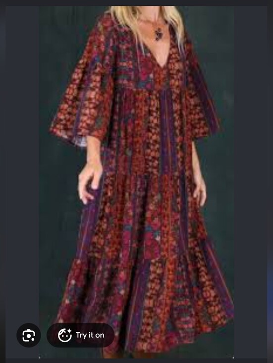 NATURAL LIFE Dresses & Skirts - Natural Life Bohemian Floral Tiered Maxi Dress - Burgundy Multi Xxl